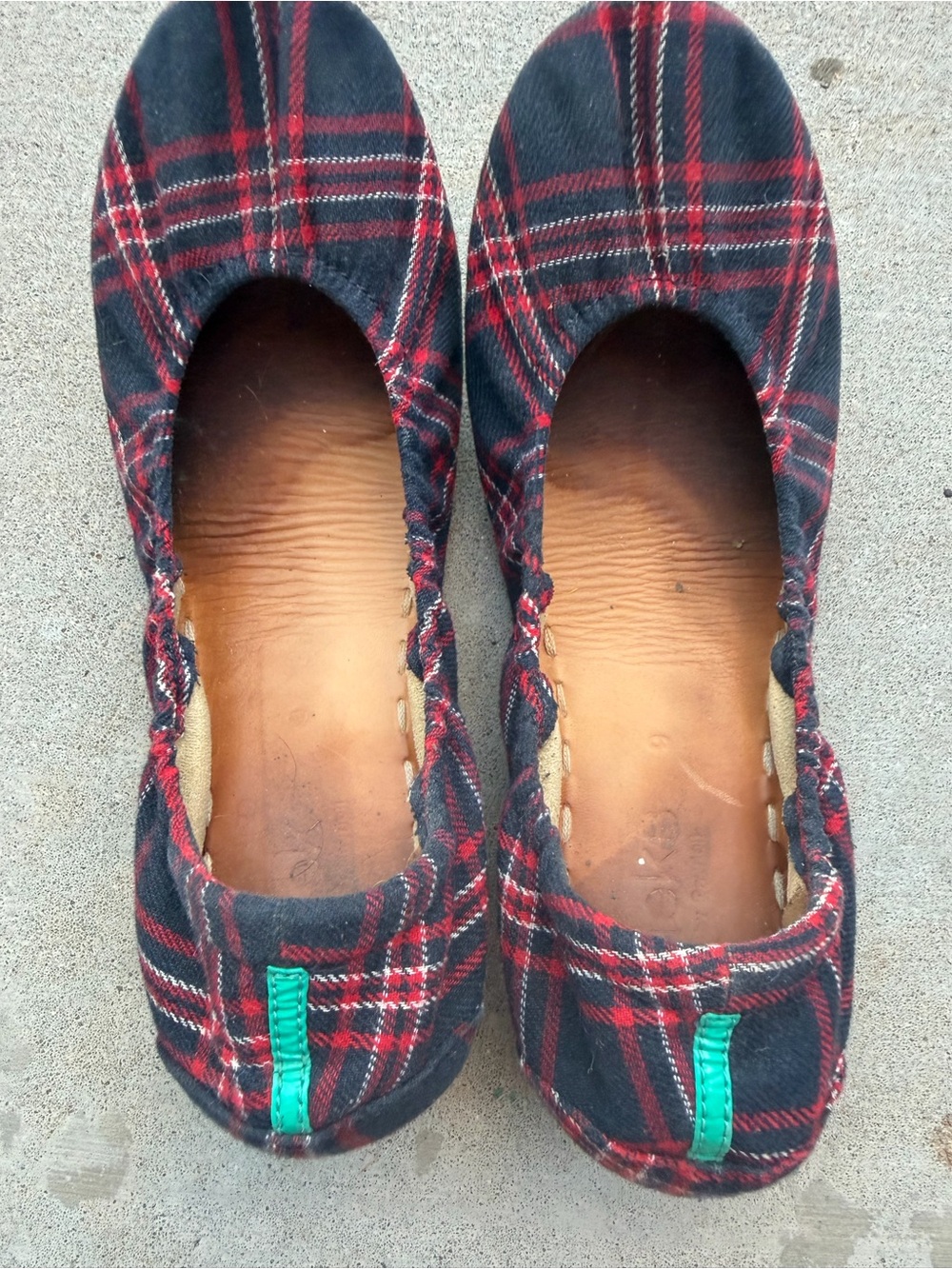 Tieks Heritage Plaid Ballet Flats Fold Up Shoes Travel Red Blue Sz 9 - Picture 6 of 9
